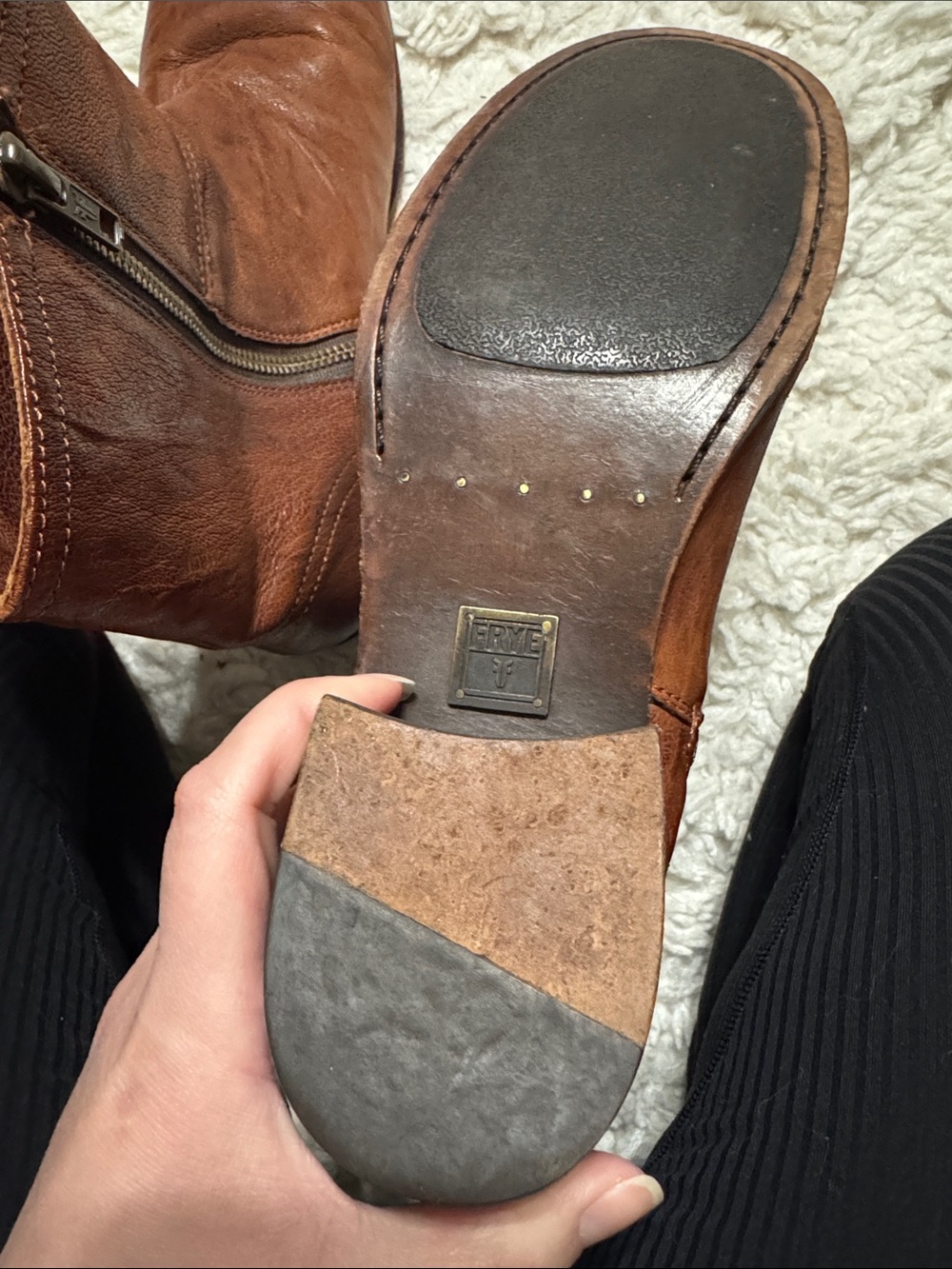Frye Lynn Military Cognac Boots - Picture 9 of 9